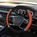 Car Steering Wheel Cover, Steering Wheel Accessories, Breathable Microfiber Leather Auto Wheels Protector, Universal 15 Inch Anti-Slip Protector for SUV Sedan Truck (Bling-Orange)