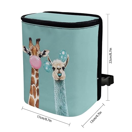 DISNIMO Giraffe Llama Car Trash Can with Lid, Car Accessories Leak-Proof Waterproof Car Garbage Bin Collapsible Portable Car Storage Organizer Trash Bag for Car SUV Trucks