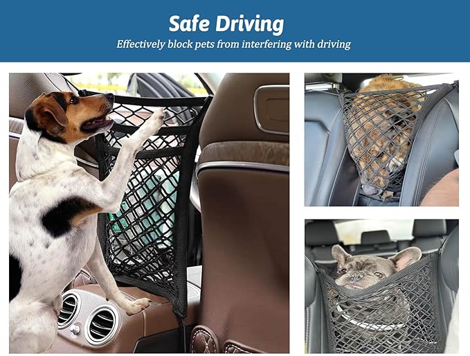 acdiac Universal Car Mesh Storage Bag,Auto Seat Back Mesh Organizer High Elastic Pet Isolation Net,Car Mesh Partition (1Pocket)