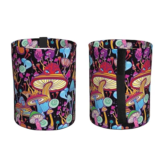 BEIANSHUO Doodle Mushrooms Car Trash Can Collapsible Garbage Can,Hanging Trash Bag Water Proof with Suitable for Storage for Car Interiors,Home