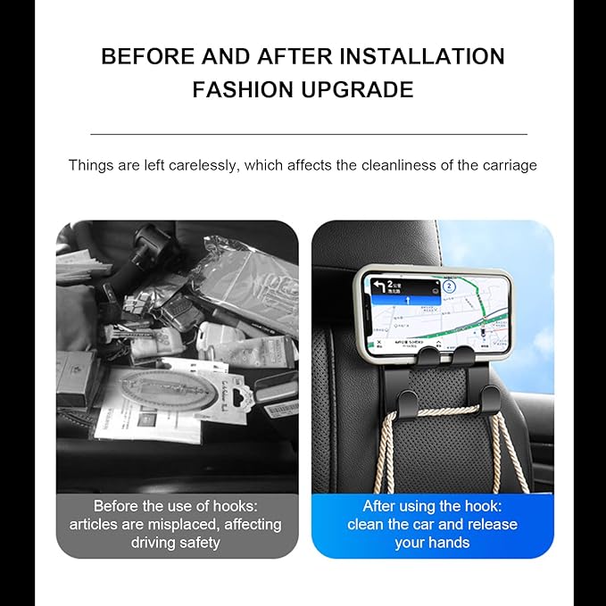 Multipurpose Car Headrest Hook Storage Organizers Strong Holds Space Saving for Handbag Purses & Grocery Bags Umbrellas