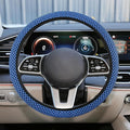 Elastic Stretch Steering Wheel Cover, Anti-Slip 15 inch Microfiber Odorless Breathable Ice Silk Car Steering Wheel Protector, Easy Carry, Warm in Winter & Cool in Summer (Blue)