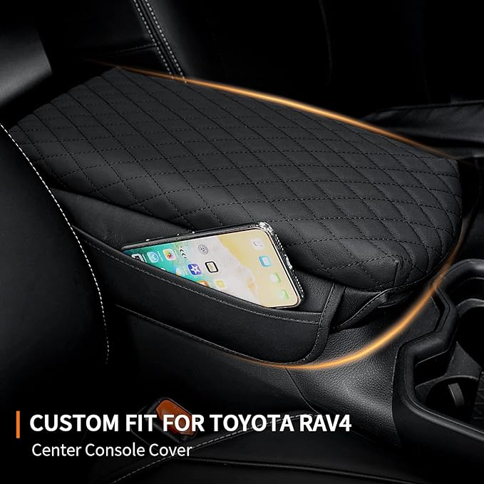Center Console Cover for Toyota RAV4 2019-2023 2024 2025 Armrest Cover Center Console Pad Interior Accessories Car Armrest Seat Box Cover Protector with Pockets Storage Bag