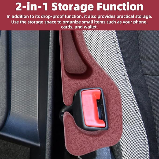 2pcs Car Seat Gap Filler, No Drop Guard Universal Gap Organizer Between Seat and Console Prevents Phone Keys Cards Falling (Red)