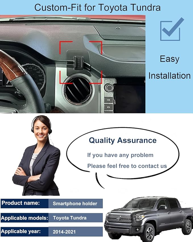 Toyota Tundra Phone Mount Magnetic Tundra Phone Holder for Toyota Tundra Accessories Phone Holder 2014-2021 Compatible for All Cell Phones