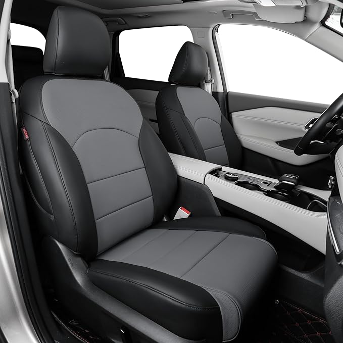 coverdream Full Set Custom Fit Rogue Car Seat Covers for Nissan Rogue Hybrid,Sport 2020 2021 2022,Full Coverage Leather Seat Protector(Black/Gray)