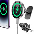 Coolpow for Magsafe Car Mount Charger【100% Stable】 15W Magsafe Car Charger Magnetic Phone Holders for Your Car Accessories for Women Men car Phone Holder Wireless Car Charger for iPhone (Gray)