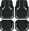 PIC AUTO Heavy Duty Rubber Floor Mats, Mint Aluminum Film Car Mats Set, Front and Rear Car Mats with Anti-Slip Backing, All Weather Protection, Trim-to-Fit for Automotive SUV, Sedan, Van