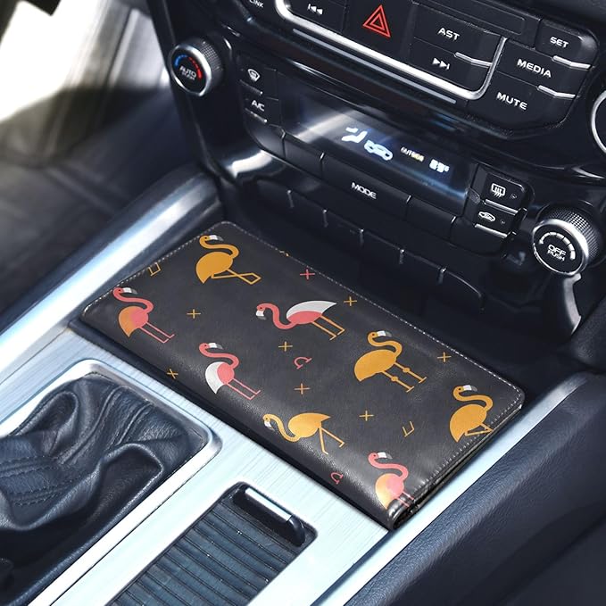 Flamingo Simple Pattern Car Registration and Insurance Card Holder Vehicle Glove Box Car Organizer Driver License Documents Holder Waller Case Organizers