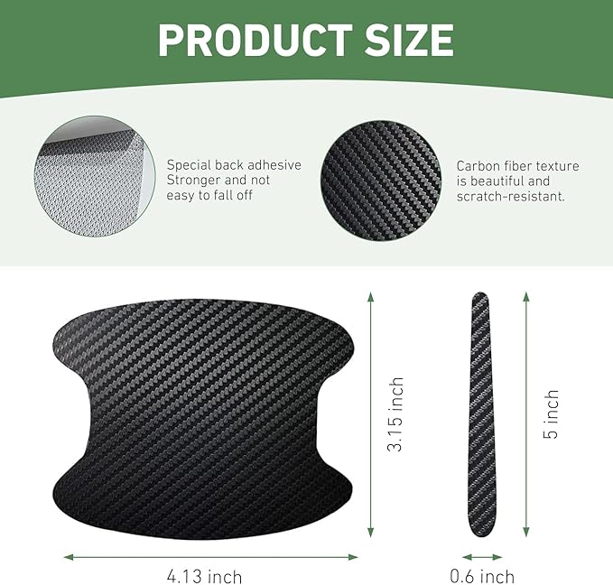 8 PCS Car Door Handle Bowl Sticker, Carbon Fiber Leather Cars Handle Scratch Protectors, Self-Adhesive Door Handles Bowl Decor Decal, Universal for Most Cars (Black)