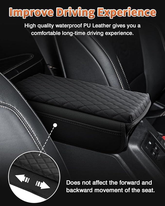 Shademax Center Console Cover for Ford Bronco 2/4 Door 2026 2025 2024 2023 2022 2021 Accessories, Armrest Cover Cushion Pad PU Leather Armrest Seat Box Scratches Protector with Pockets Storage Bag