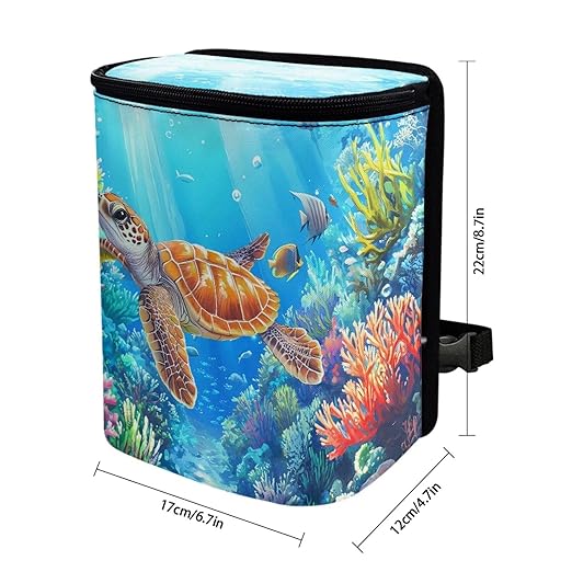 Blue Sea Turtle Car Trash Can Easy Installation Multipurpose Trash Bin for Cars Leak Proof Car Trash Bag Hanging Removable Automotive Accessories Universal Fit for Most Cars,SUV,Sedans