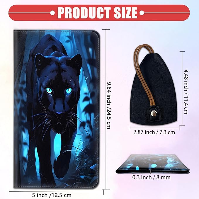 Car Registration Holder, Waterproof PU Leather Vehicle Card Document Glove Box Organizer, Women Interior Auto Accessories Case for Cards, Driver License Car Insurance Holder, Black Tiger Pattern