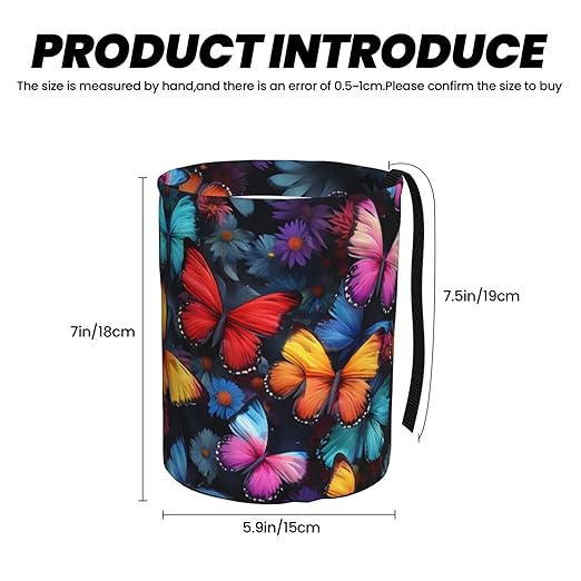 Aueimtia Colorful Butterflies Car Trash Can – Collapsible & Waterproof Hanging Trash Bag, Pop-Up Garbage Bin for Cars, Trucks, Minivans, and Camping – Easy to Install & Clean