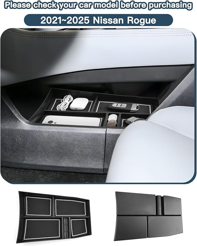 Ruiya 2021-2025 2026 Rogue Lower Console Organizer for 2026 Nissan Rogue Accessories ABS Material Under Console Organizer Compatible with 2021-2026 Nissan Rogue S/SL/SV/Platinum