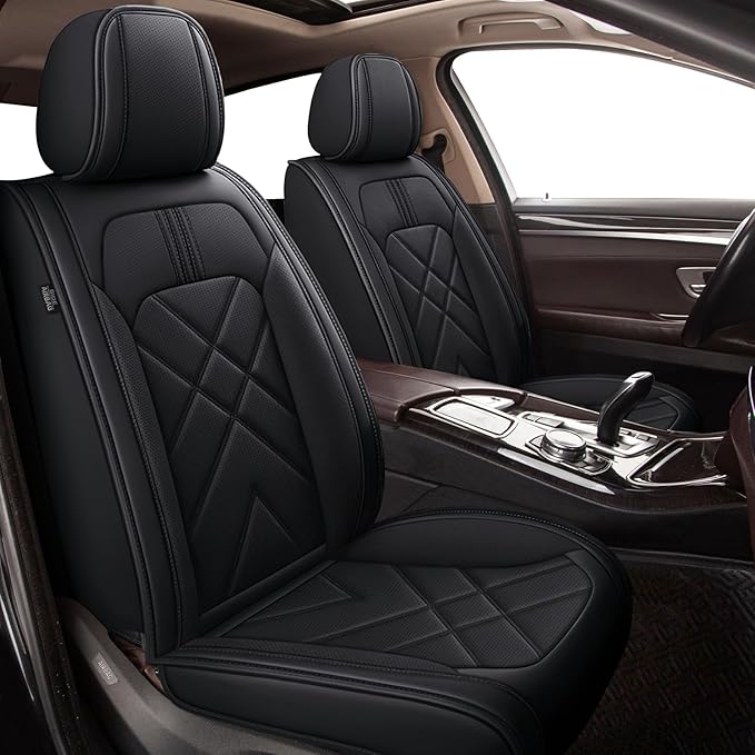 TTX LIGHTING Car Seat Covers Fit for Mazda CX-30 2016-2021 - Breathable Leather Waterproof 2 Front Seat Protector (Black)