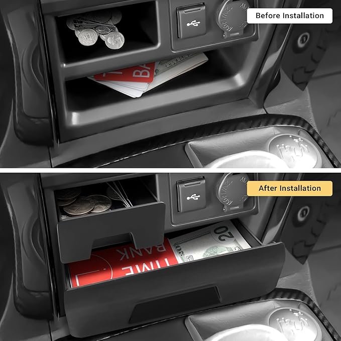 Hellet Center Console Organizer Storage Drawer Compatible with Toyota 2014-2020 2021 2022 2023 2024 4Runner Interior Accessories 2-piece Set Storage Box Insert Organizer Tray