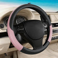 Black & Pink Car Steering Wheel Cover, Microfiber, Leather Patchwork, Universal 14.5-15 Inch Leather Anti-Slip Breathable Auto Steering Wheel Covers for Men Women