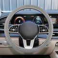 Elastic Stretch Steering Wheel Cover, Anti-Slip 15 inch Microfiber Odorless Breathable Ice Silk Car Steering Wheel Protector, Easy Carry, Warm in Winter & Cool in Summer (Grey)