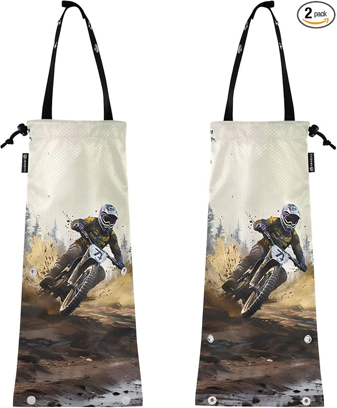 ALAZA Hanging Car Trash Bags Garbage Bag Trash Can for Back Seat Small Motorcycle Race 1 Washable Storage Bag Retractable 2 Pack
