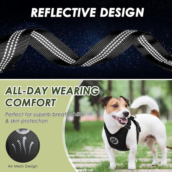 Lukovee Dog Seat Belt for Car, Adjustable Dog Car Harness for Large Medium Small Dogs, Soft Padded & Breathable Mesh Dog Seatbelt with Car Vehicle Connector Strap (Black Double Clip,Large)