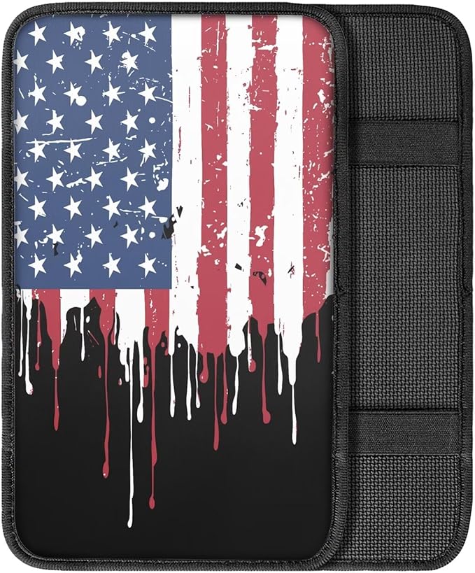 Mintutlipy Colorful American Flag Automotive Armrest Cushion Cover Car Accessories Car Center Console Seat Box Cover Easy to Clean Washable