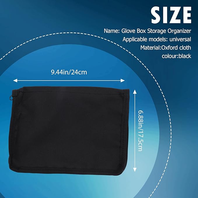 Kqcibz Universal Glove Box Organizer Storage Holder for Manuals Car Documents Glove Bag with Multi Pockets, Black, 500039075