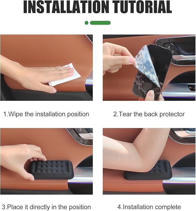 WZP 2PCS Car Arm Rest Elbow Pads, Arm Rest Cushion with Memory Foam Pad, Providing Comfortable Soft Arm Support, Universal Car Door Armrest Pad for Most Vehicles (Black)