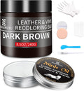 SHADAIWUYU 8.5oz Leather Recoloring Balm with 100ml Mink Oil,Dark Brown Leather Repair kit for Furniture and Car Interior,Leather Couch Scratch Repair,Leather Dye Paint,Mink Oil for Leather