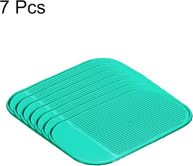 HARFINGTON 7pcs Car Dashboard Anti-Slip Mat 5.5" x 3" Universal Sticky Dash Pad Washable Reusable Car Non-Slip Mats for Phone Keys Sunglasses Electronic Devices, Green