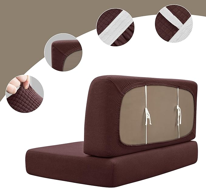 Stretch Rv Dinette Cushion Covers,Rv Dinette Booth Seats with 1 Backrest & 1 Bench Cover,38 in Camper Cushion Slipcover Booth Set,1 Set-Dark Coffee