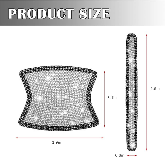 kingsea 8pcs Bling Car Door Handle Protector Stickers,Crystal Rhinestone Glitter Car Door Handles Cup Scratch Protectors Decals Universal (White & Black)