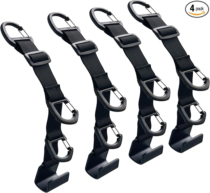 Car Headrest Hooks, Backseat Storage Organizer Hangers, Universal Vehicle Seat Back Hooks, 4 Pack