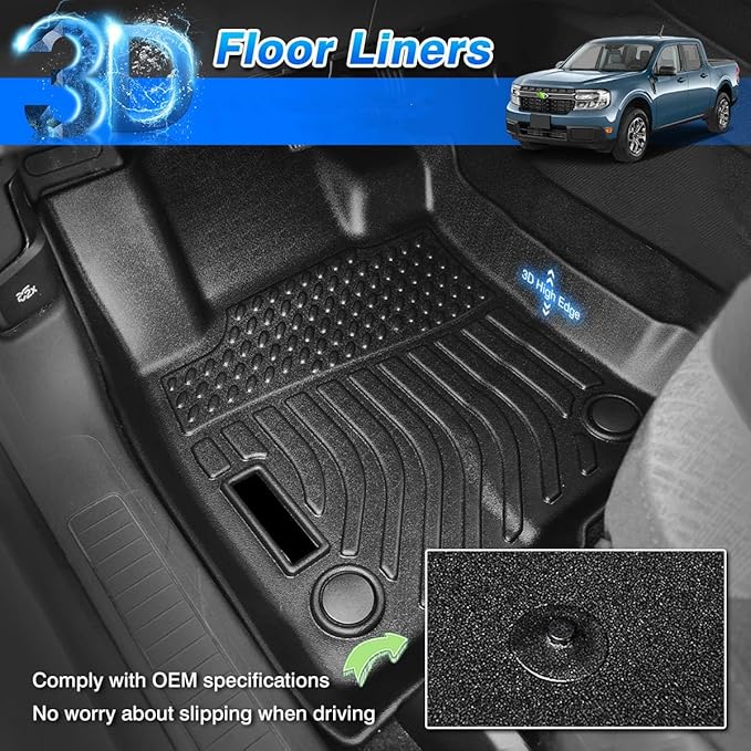Cartist Floor Mats Custom Fit for 2022-2025 Ford Maverick (Not fit Hybrid) / Bronco Sport 2021-2025 All Weather Floor Liners Front & 2nd Row TPE Waterproof