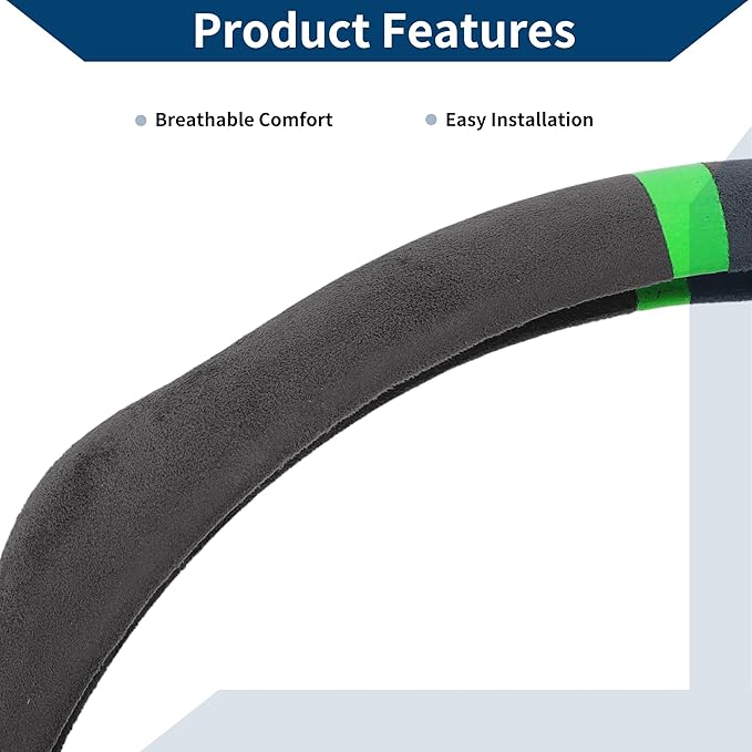 Suede Steering Wheel Cover ABS Car Steering Wheel Protector 14.96" Gray Green 1 Pc