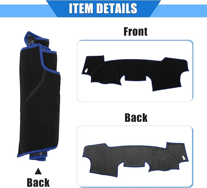 Car Dashboard Cover Compatible for Toyota RAV4 2001-2012, Protective Polyester Black Blue Center Console Interior Trim Dash Cover Mat Pad