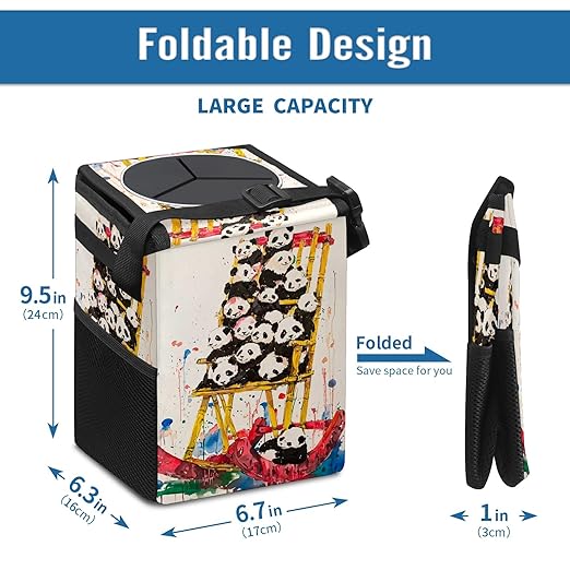 GVGHIDZ Car Trash Can – Multi-Purpose, Lightweight and Portable with Durable Water-Resistant Coating, No Installation Required, Practical and Ample Capacity, Variety of Colors.Red Panda