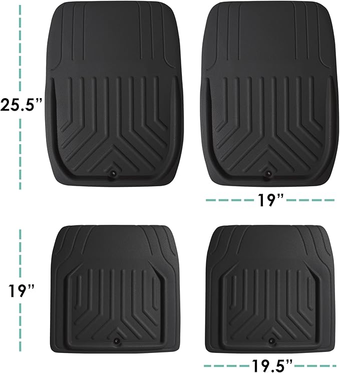 FH Group Faux Leather Deep Dish Car Floor Mats – Trim-to-Fit, Universal Fit Full Set Automotive Floor Mats for Cars, SUVs & Trucks, Durable All-Weather Interior Protection, Black