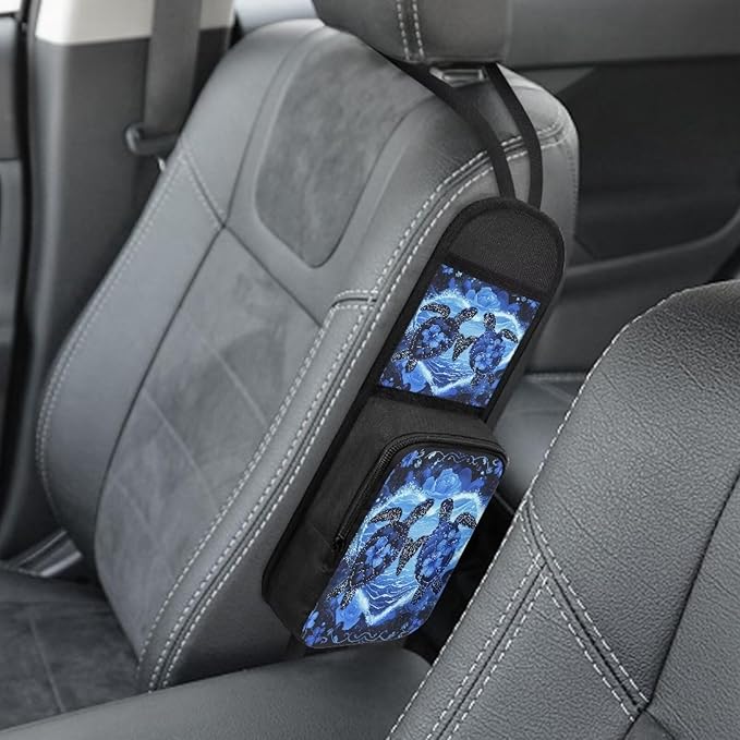 Floral Sea Turtle Auto Seat Side Storage Organizer Heart Print Car Seat Storage Bag Car Purse Holder Automotive Consoles & Organizers for Phone Storage Car Organizer