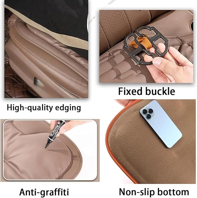 Skin-Friendly Leather Seat Cushions, Universal Non-Slip Breathable Car Seat Cushions, Memory Foam Seat Pad for Car, Office Or Home Chair(Red)