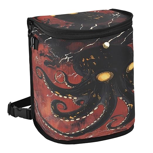 MNSRUU Car Trash Can with Lid, Black Octopus Car Trash Bag Hanging Organizers and Storage for Front Back Seat, Leak-Proof Trash Bin