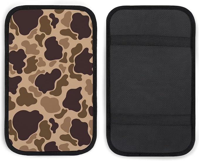 Duck Vintage Camouflage Car Center Console Decor Handrail Armrest Box Cushion Interior Covers Car Protector Pad Lid Cover Accessories for Auto Truck Vehicles