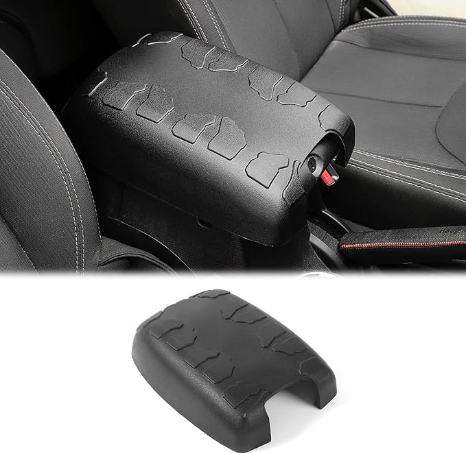 JWWY for Jeep JK Center Console Cover Pad, Armrest Cover Cushion, Neoprene Center Console Armrest Pad Cover for 2011-2017 Jeep Wrangler JK JKU Accessories, Black Rubber