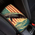Car Center Console Pad, Universal Waterproof Car Armrest Seat Box Cover, Car Interior Accessories for Most Vehicle SUV Truck Vintage American Flag Whale Car Armrest Pad