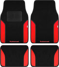 Rubbermaid Car Mats, Carpeted Floor Car Mat with Faux Leather & Built-in Heel Pad, Two-Tone Car Rug Floor Mats, Stylish Carpeted Floor Mats for Cars, Trucks & SUVs Red Color