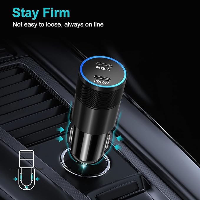 5 Pack USB C Car Charger, Bangfun 40W Dual Port 12V USB C Car Charger Cigarette Lighter Adapter PD 3.0 Fast Charge Type C Car Phone Charger for iPhone 17 16 15 14 13 12 Pro Max iPad,Samsung S24(Black)