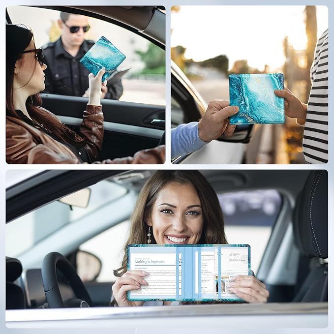 Pisypox Car Registration and Insurance Card Holder，Vehicle Glove Box Car Organizer，Accessories Case for Storing Driving Licences, Cards, Documents