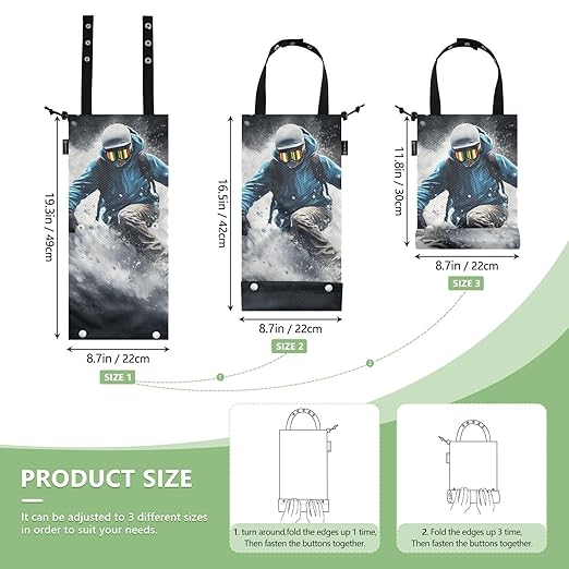 ALAZA Hanging Car Trash Bags Garbage Bag Trash Can for Back Seat Small Snowboarding 1 Washable Storage Bag Retractable 2 Pack