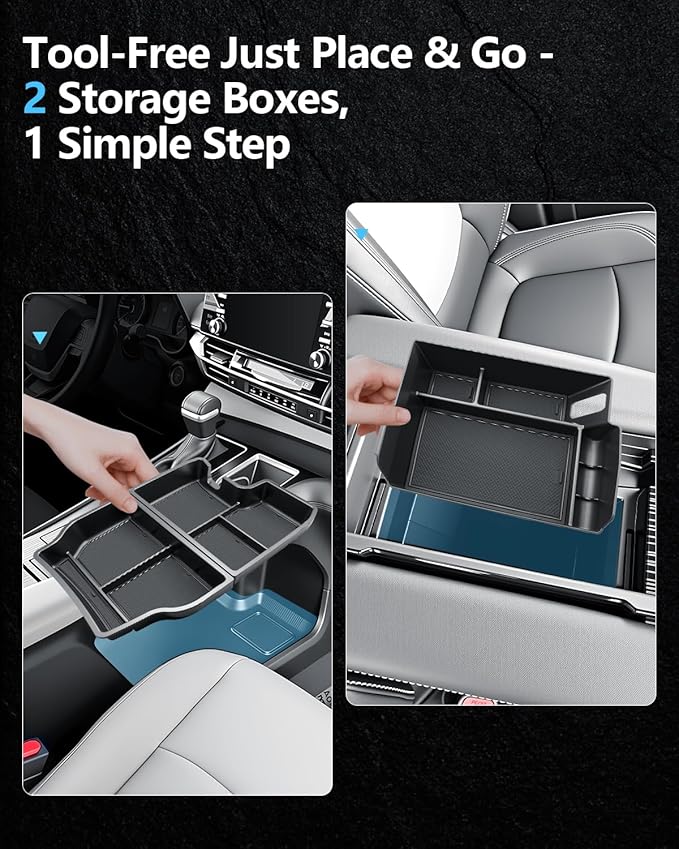 SKTU 3-Pack for 2021-2026 Toyota Sienna Center Console Organizer 2021-2026 Sienna Lower Console Tray Toyota Sienna 2024 2025 2026 Accessories Under Console Tray (Not Fit Models with Refrigerator)