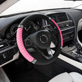 Bling Soft Leather Steering Wheel Cover, Anti-Slip Car Steering Wheel Protector, 15 Inch Rhinestones Soft Leather Elastic Steering Wheel Protector for Women Girls, Car Accessories for Most Cars